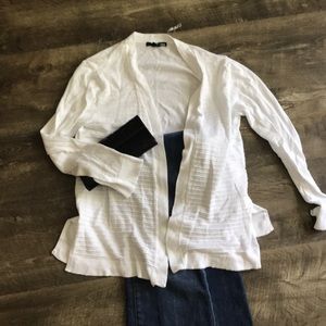 White sweater hip length
